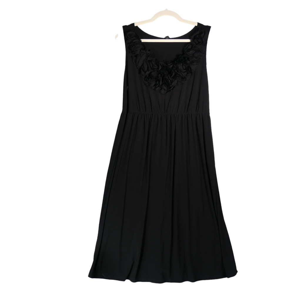 Nic and Dom Dress Womens 2X Black Sleeveless Rosette V Neck Casual Embellished